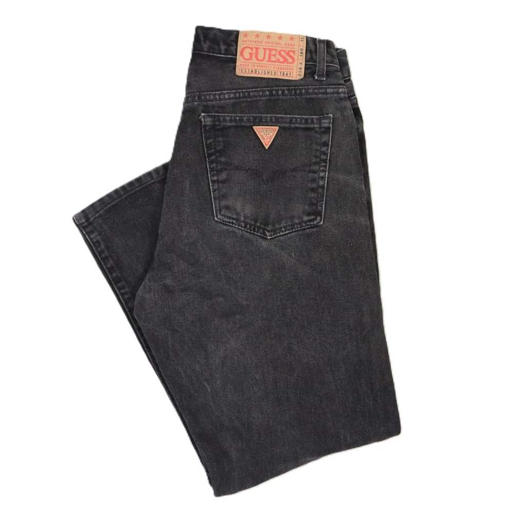 Guess Jeans 39100 Men's 29x26* Black Denim Straight‎ Leg USA Logo Mexico 1990s